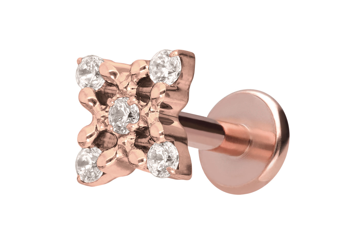 Titan Labret Piercing mit Innengewinde KRISTALLBLUME